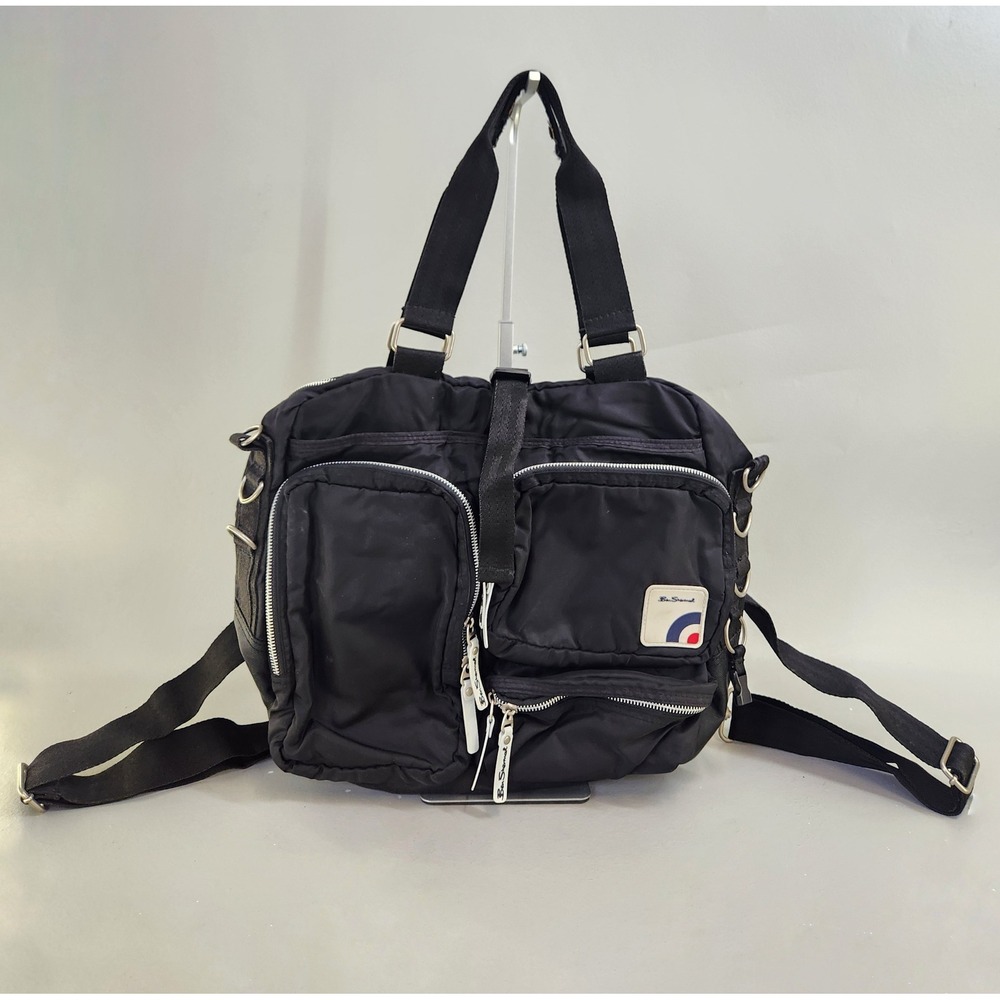 Ben Sherman Convertible Backpack Tote Mens OS Black Utility Nylon Bag